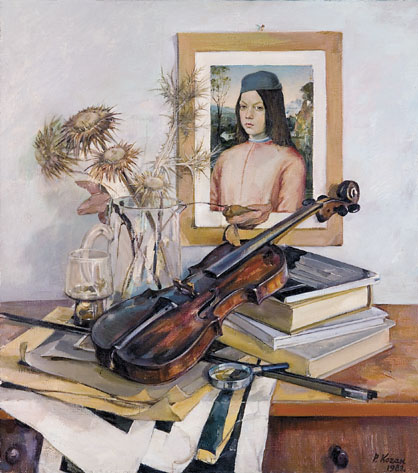 Still Life with a Violin and Renaissance Portrait