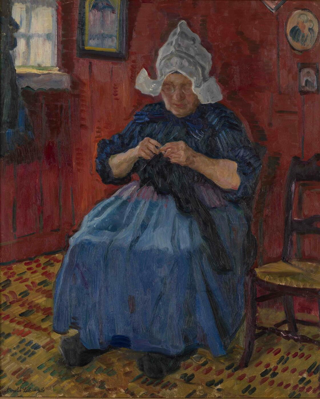 Old Lady Knitting,