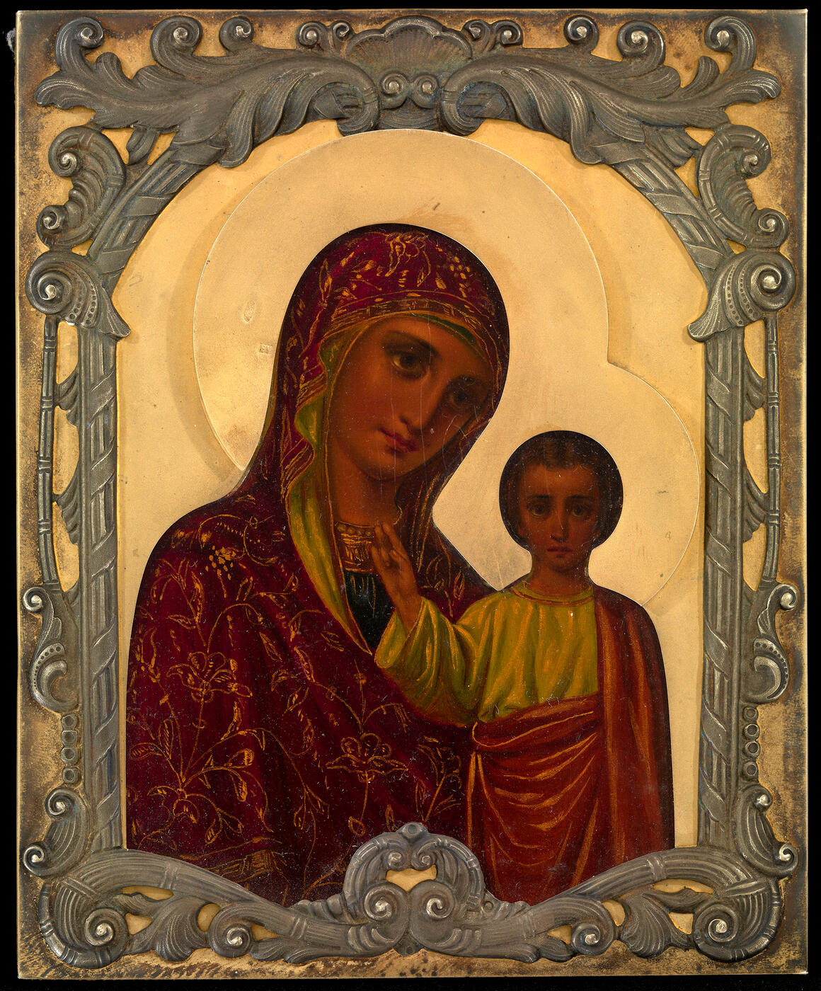 EARLY 20TH CENTURY, OIL ON PANEL, OKLADS STAMPED WITH MAKER’S
MARKS EU IN CYRILLIC, MOSCOW, 84 STANDARD
