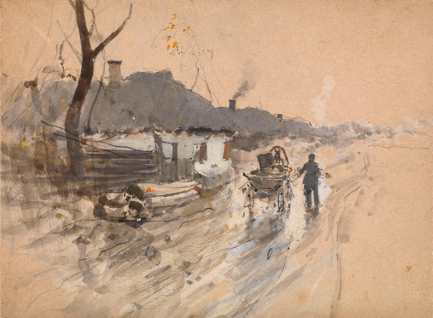 Village Road with a Cart.