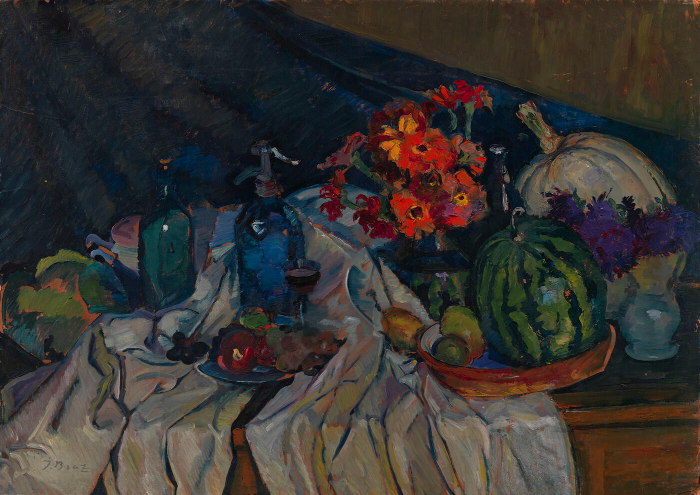 Still Life with Watermelon and Flowers