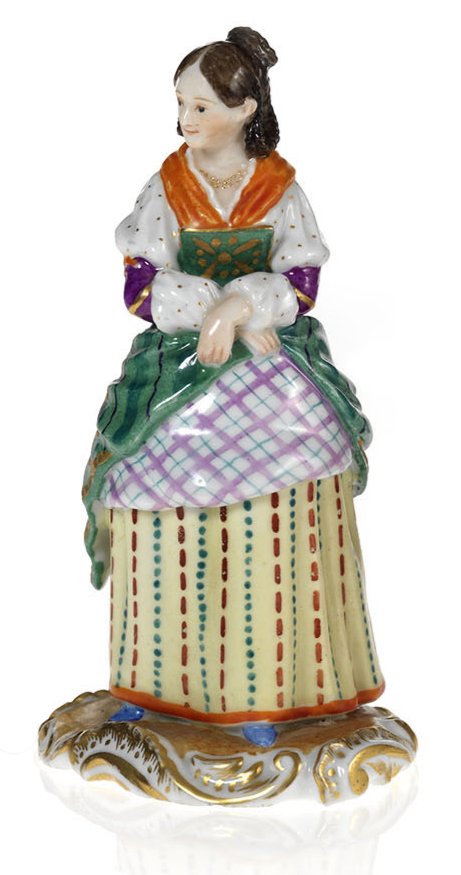 A Porcelain Figurine of an Elegant Maid