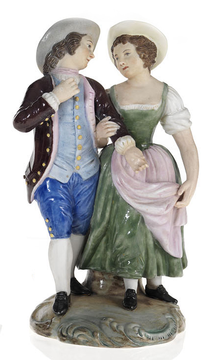 A Part Glazed Biscuit Porcelain Composition of Young Lovers