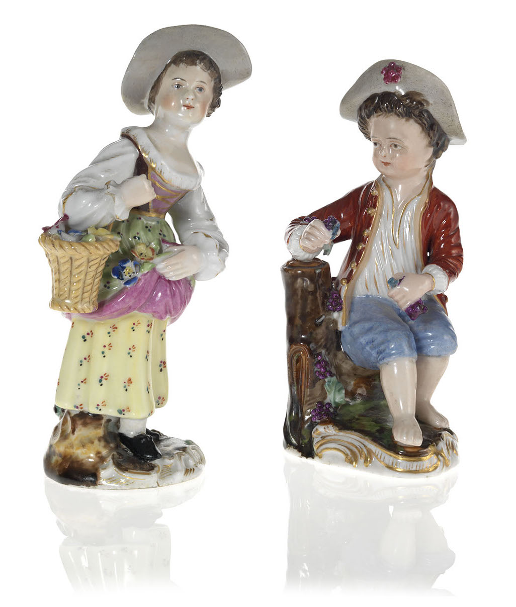 Two Porcelain Figurines of Children Gardeners