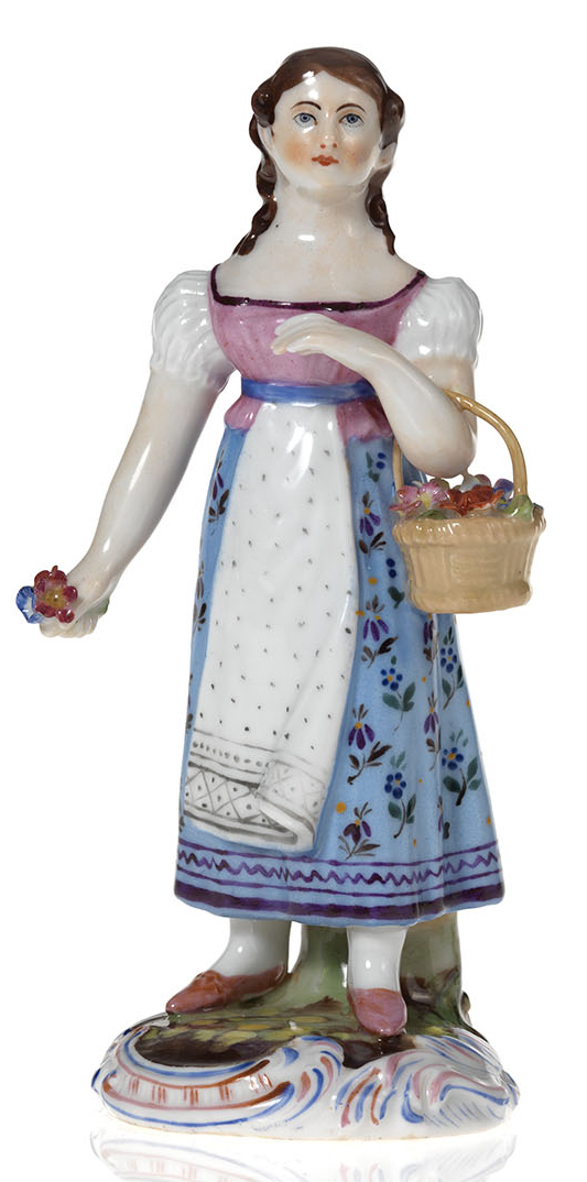 A Porcelain Figurine of a Flower Girl