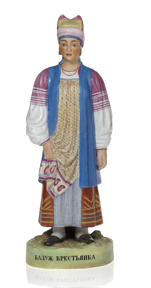 A Biscuit Porcelain Figurine of a Peasant Woman from Kaluga