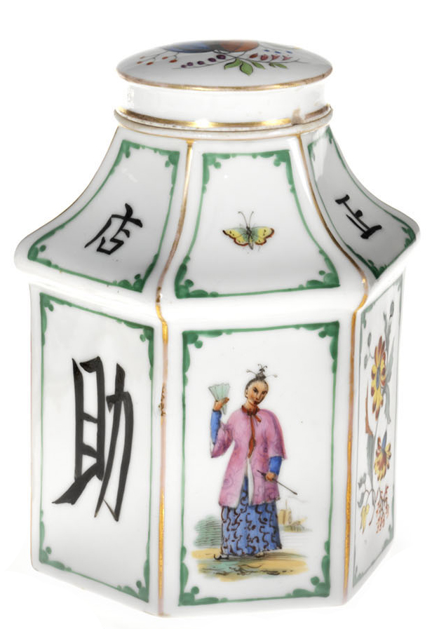A Porcelain Tea-Caddy in Chinoiserie Style