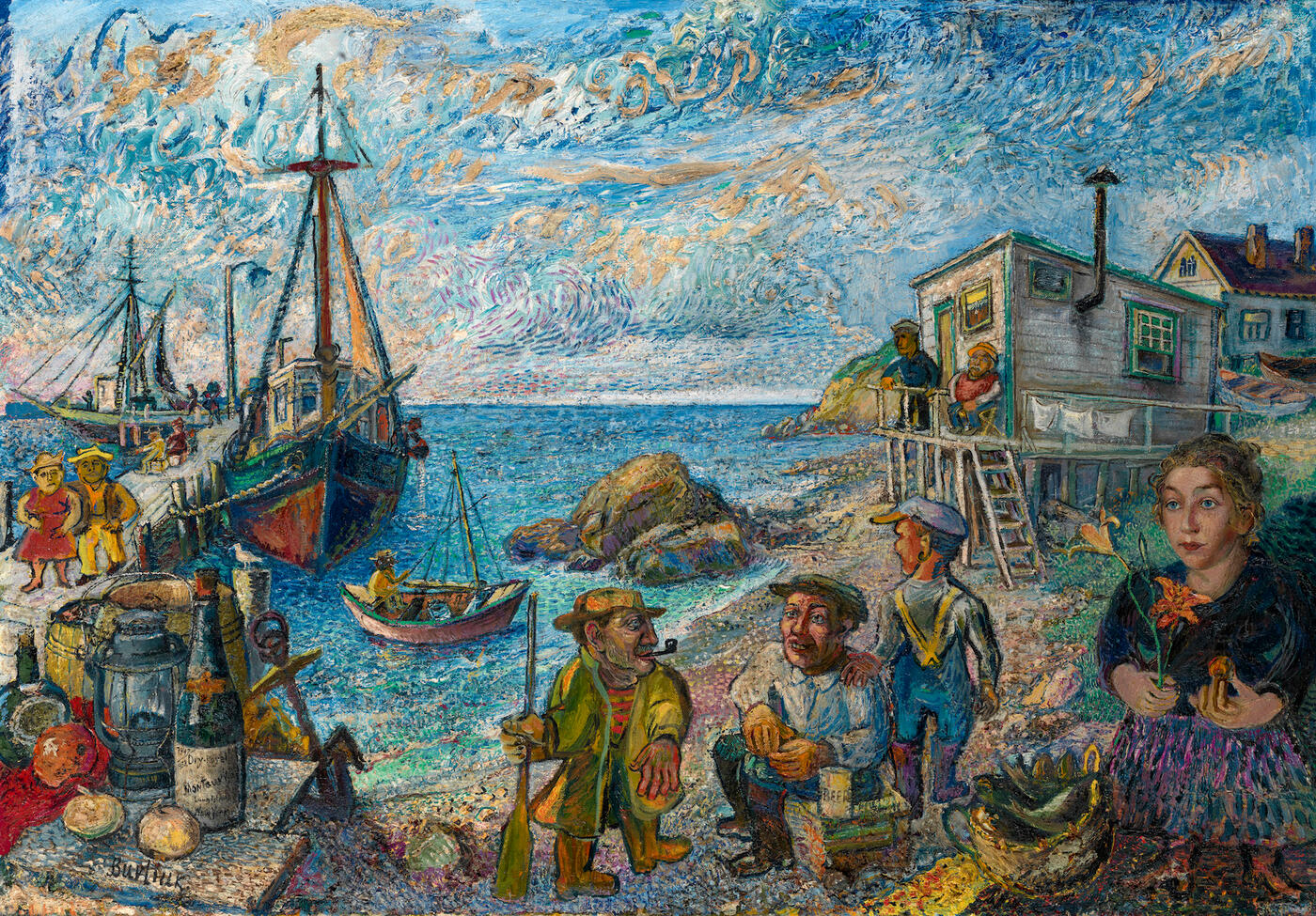 Fishermen and the Artist's Wife on the Long Island's Shore