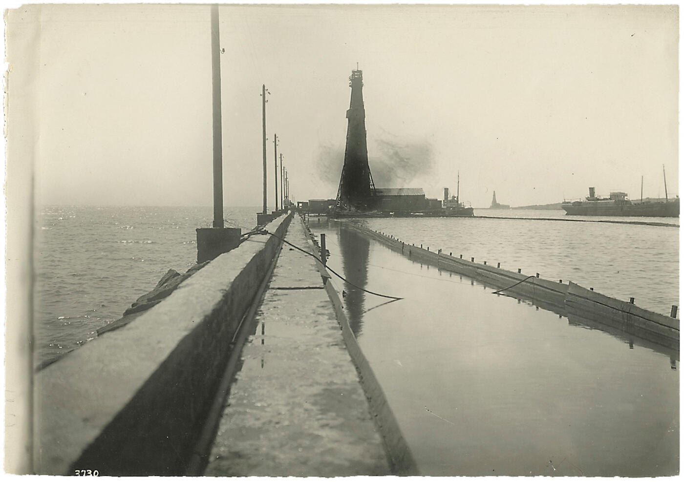 Views of Baku Harbour with Quays and Oil Rigs, an Oil Derrick, and the Neftchala Settlement