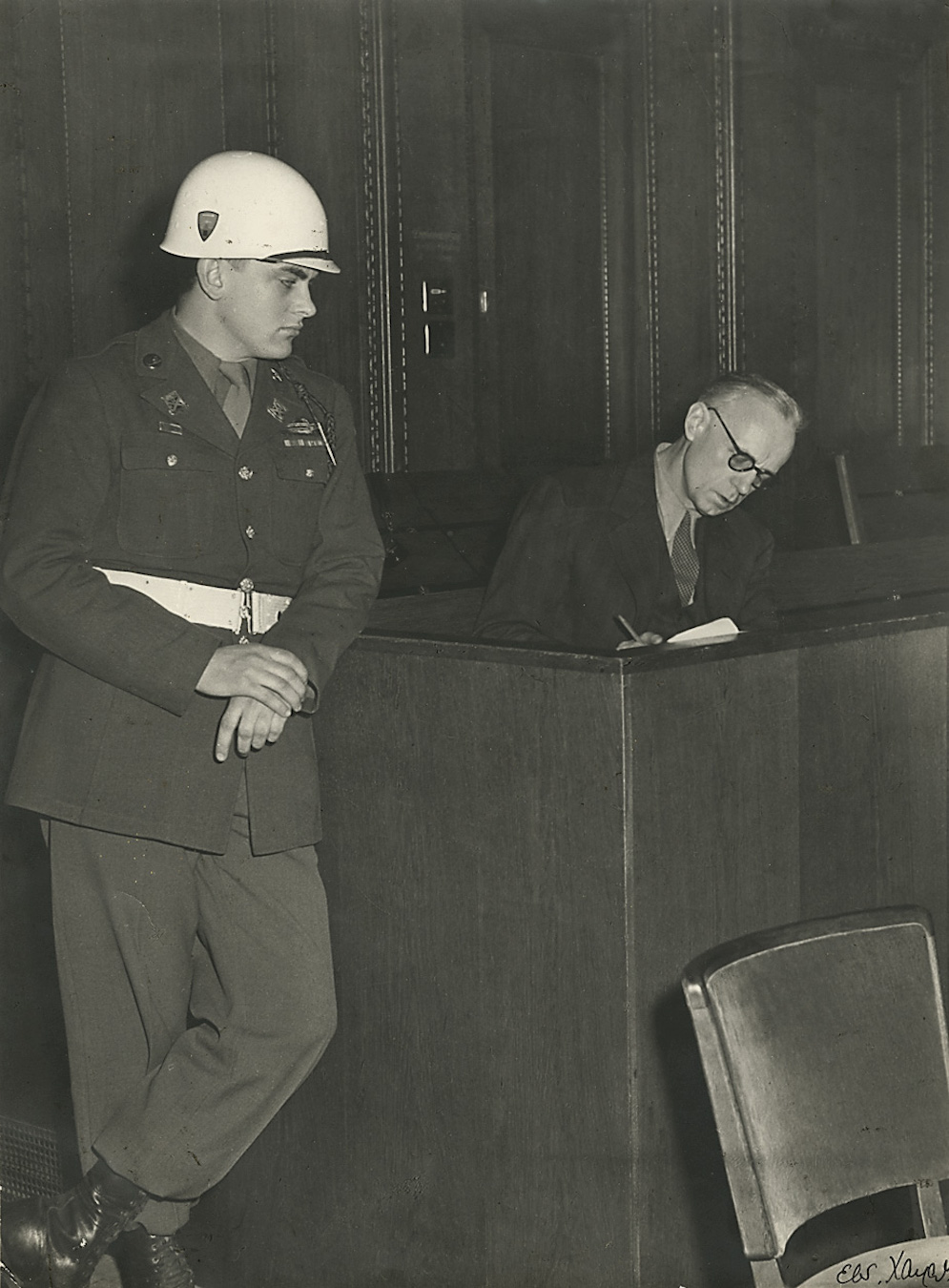 Von Ribbentrop Reading the Lawyer’s Note at the Nuremberg  Trial