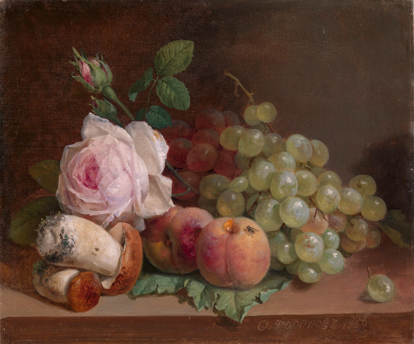 Still Life with Roses and Mushrooms