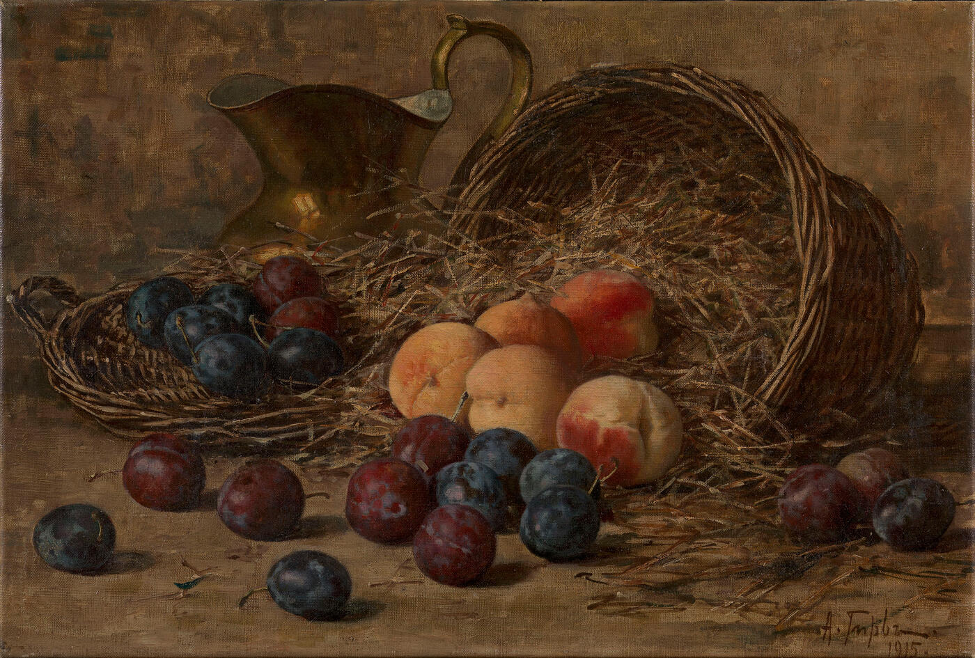 Still Life with Plums and Peaches