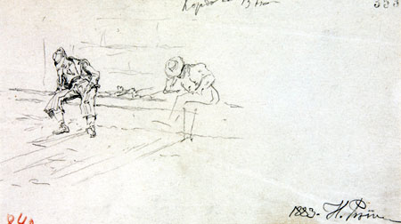 Cordoba Embankment, a Sketch of Two Homeless Men Dozing