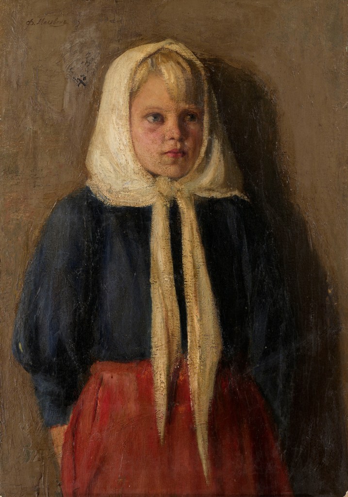 A Peasant Girl Wearing a White Scarf