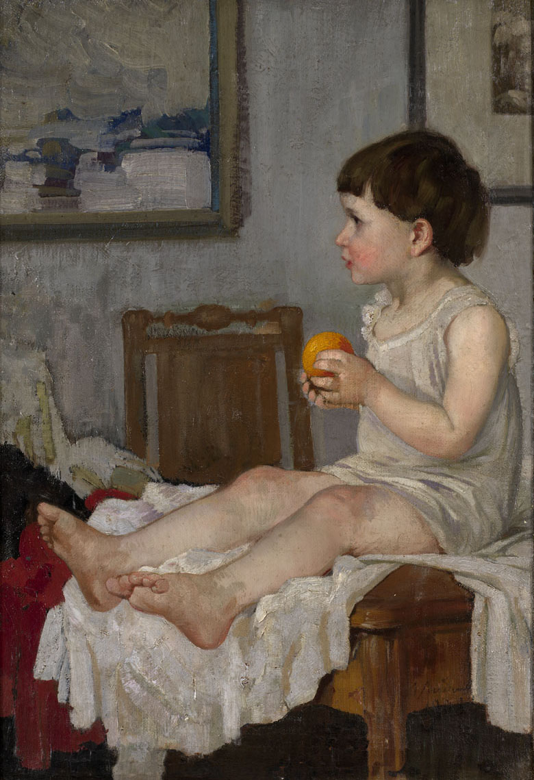 Portrait of a Child With an Orange