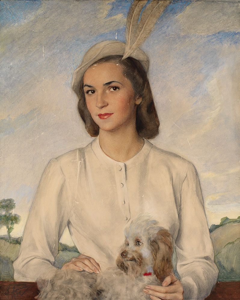 Portrait of Lady with Terrier