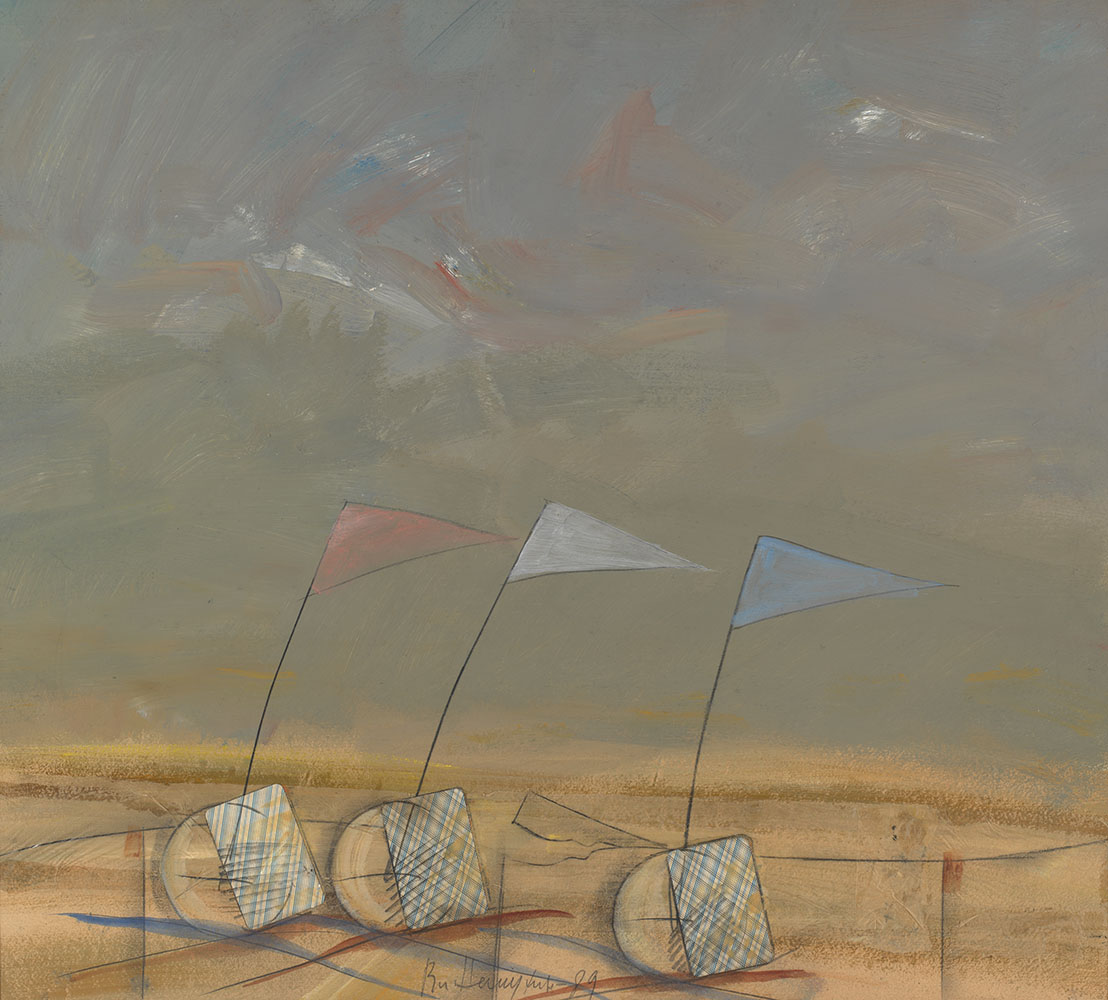 Landscape with Cards and Flags