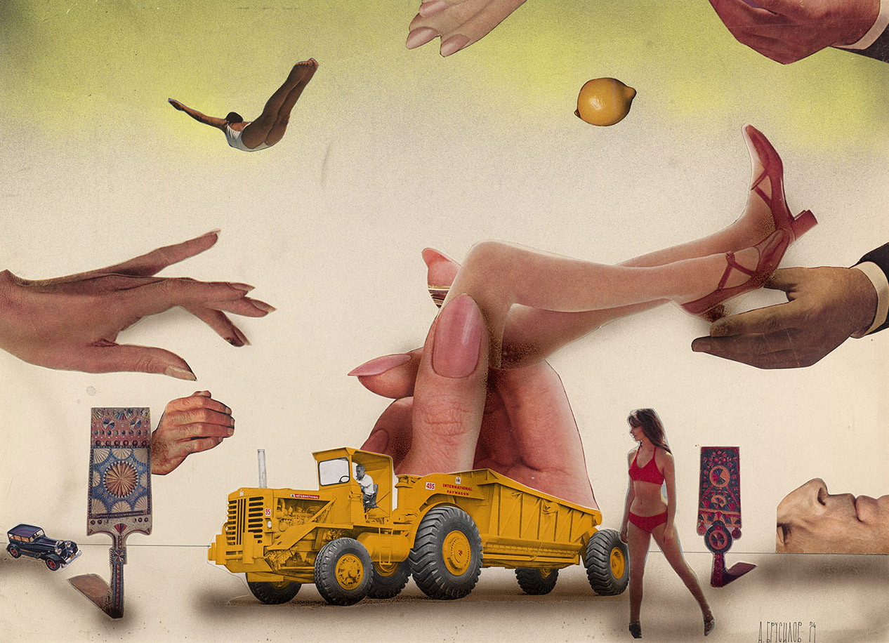 Composition with a Lorry and Female Legs
