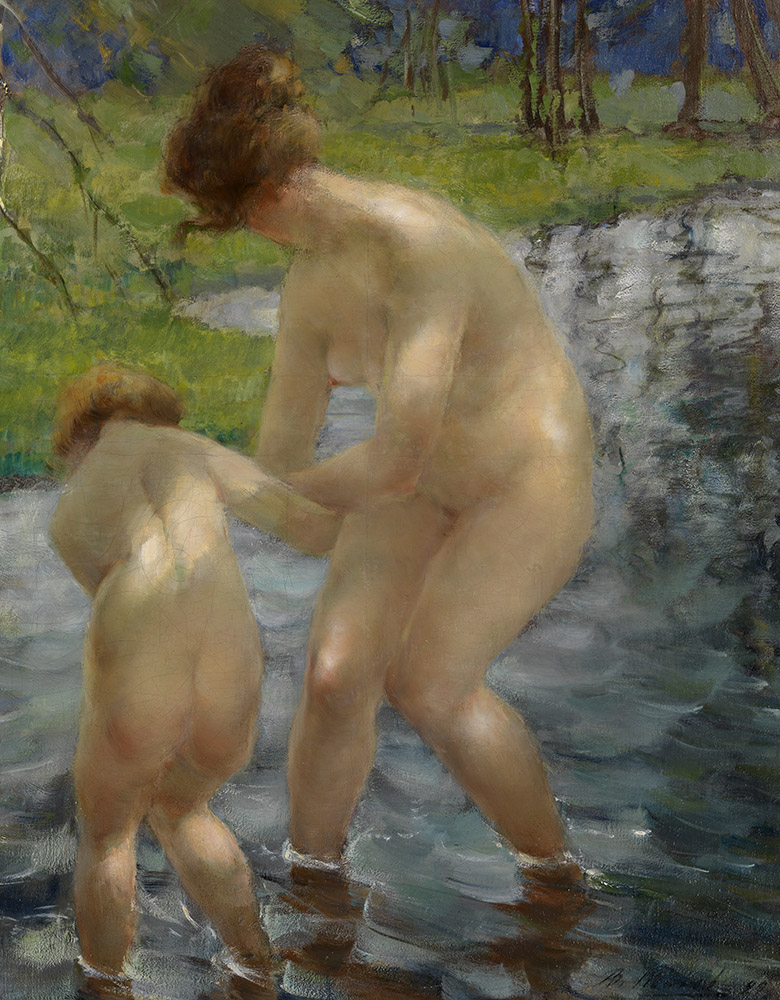 Bathing Mother and Child