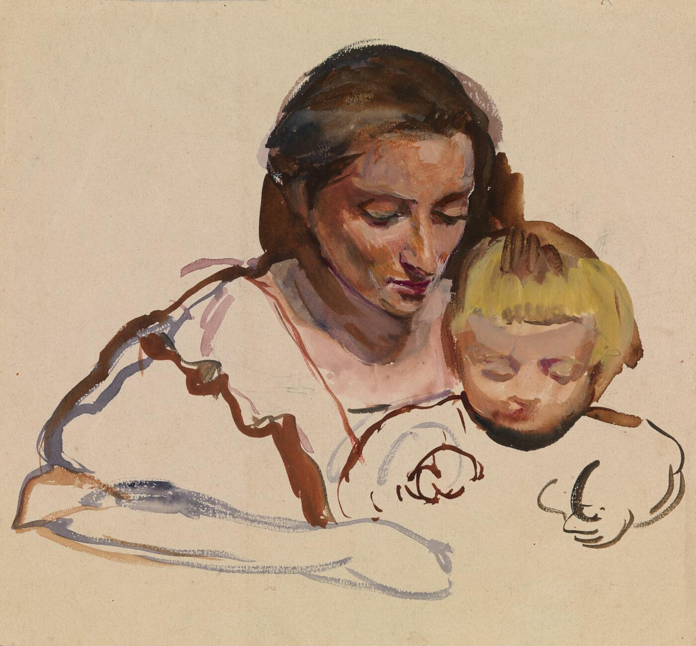 Portrait of Ekaterina Lanceray with a Child