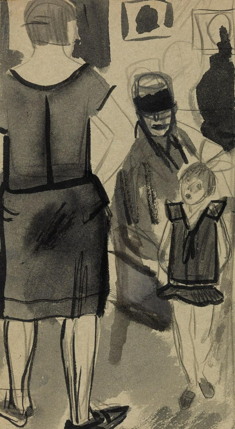 At the Tailor's. Preparatory Sketch for an Illustration for the Magazine "Begemot", No. 38, September 1927