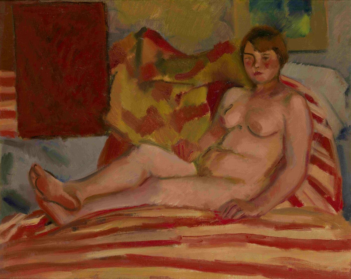 Nude on Striped Fabric