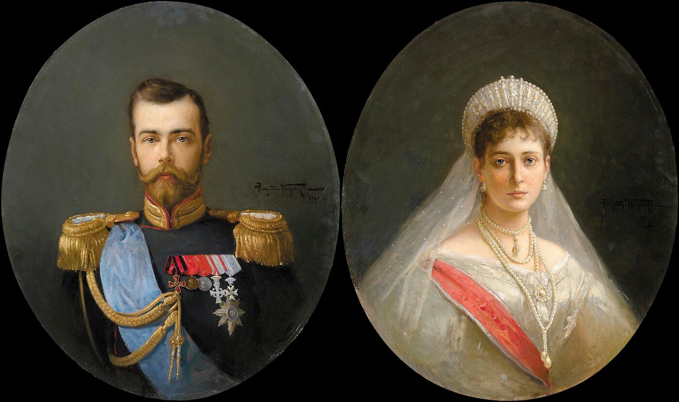 Portraits of Nikolai II </i>and<i> Alexandra Fedorovna, </i>two works<i>,