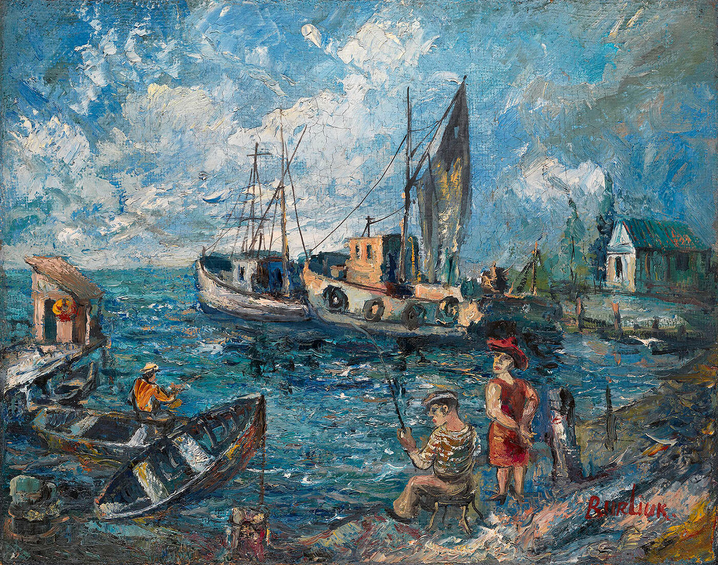 Fishermen in a Harbour,