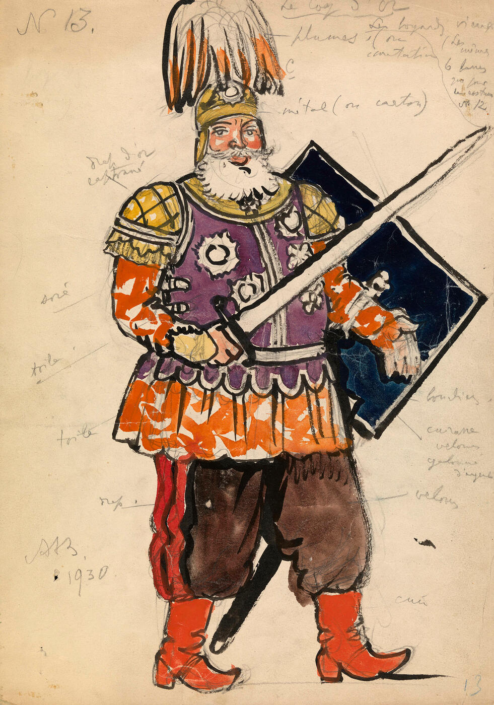 Costume Design for an Old Boyar in "Le Coq d'Or",