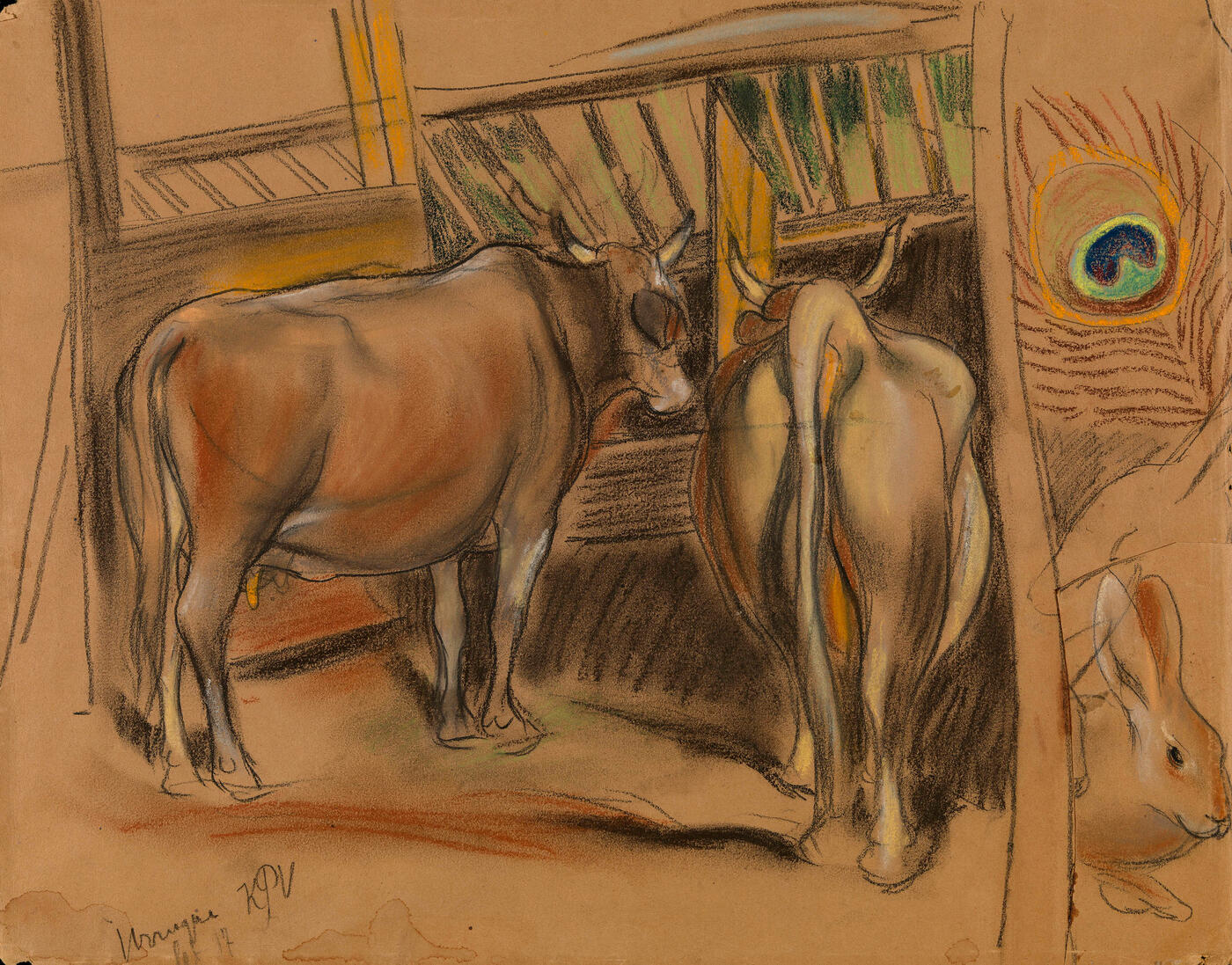 Cows in a Barn,