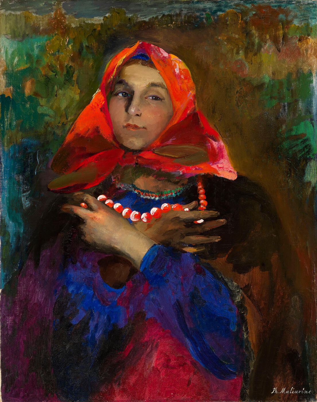 Russian Maiden in a Red Headscarf