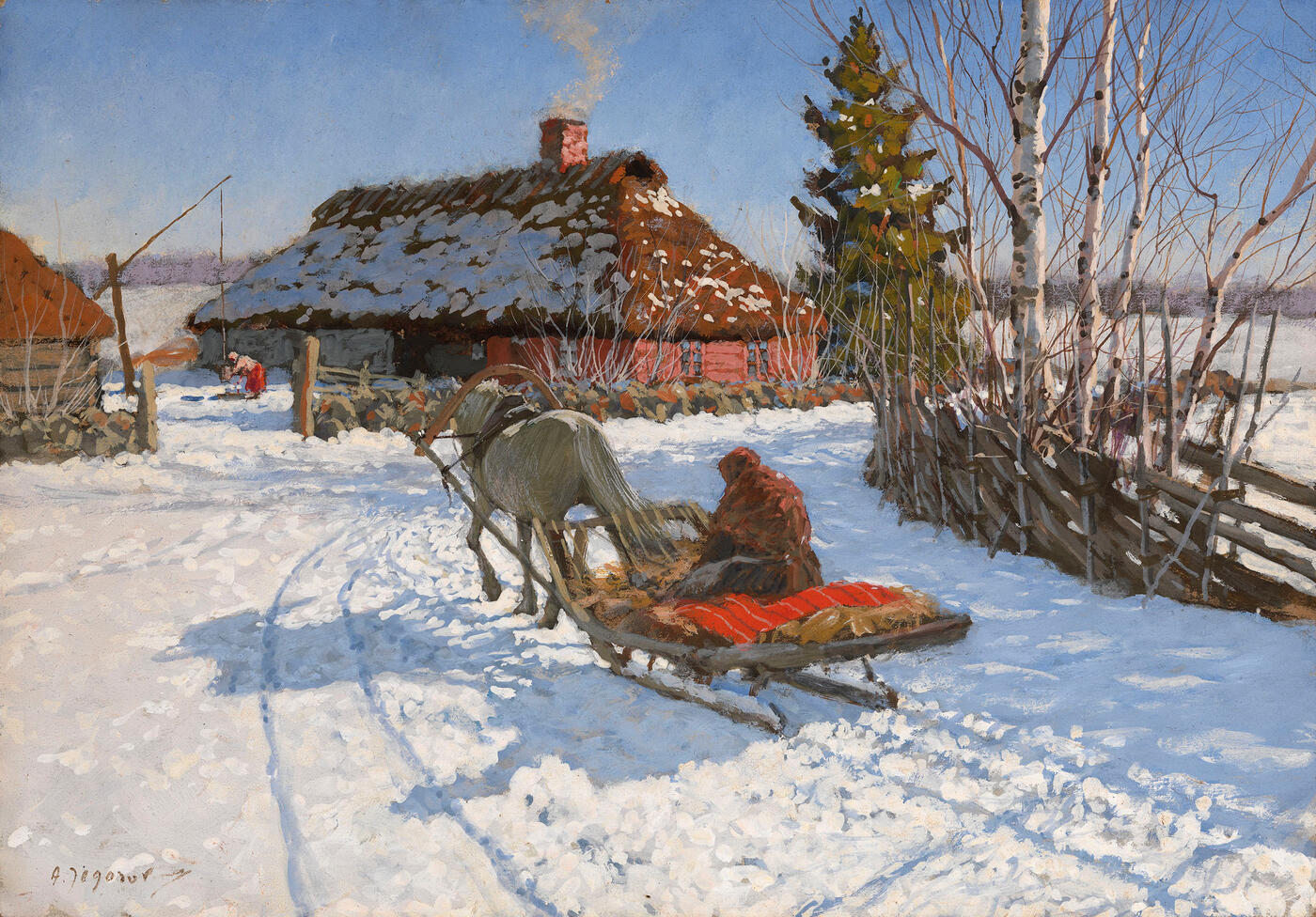 Winter Scene with Sleigh