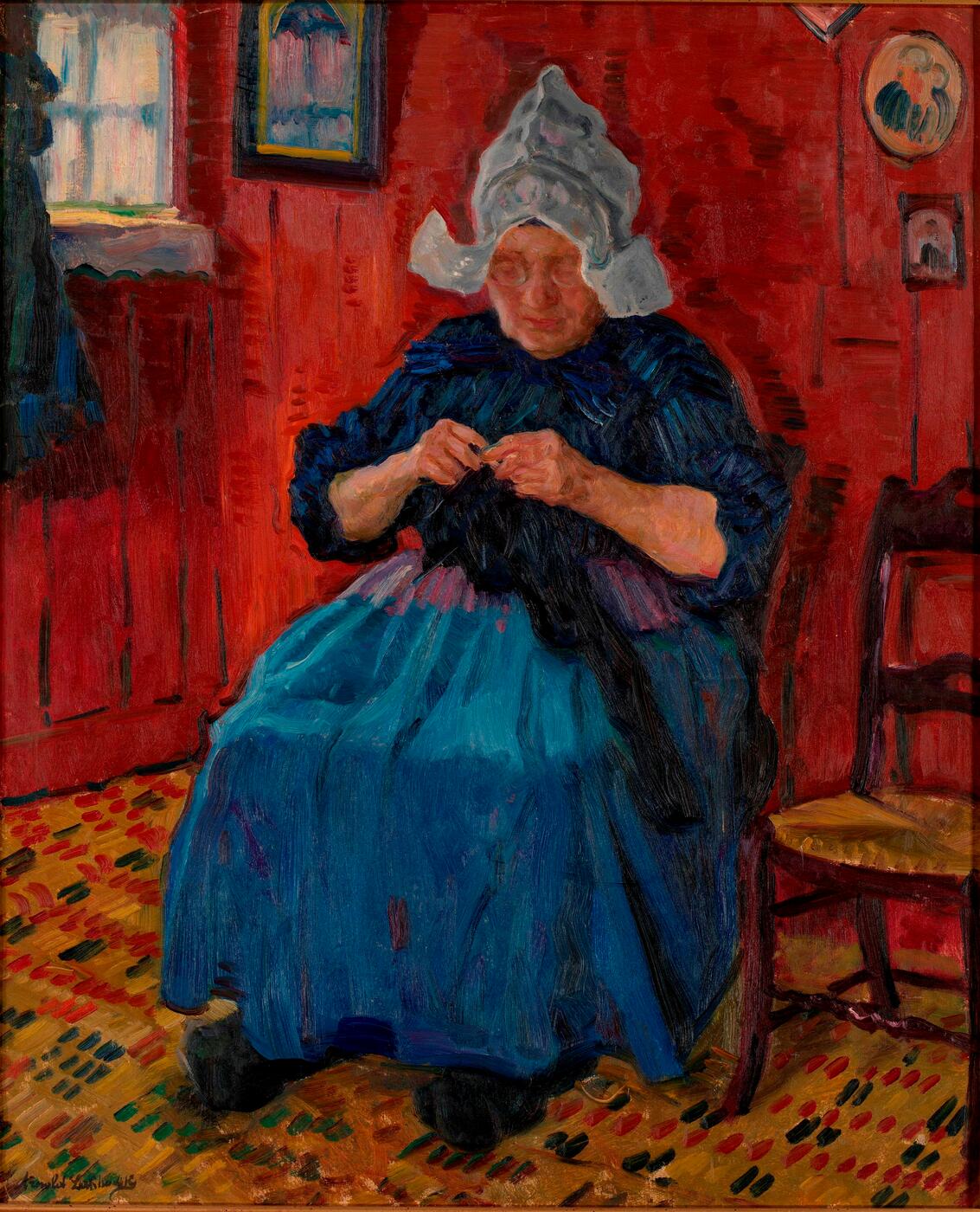 Old Lady Knitting