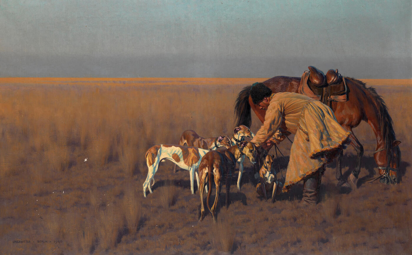 Man with Horse and Dogs