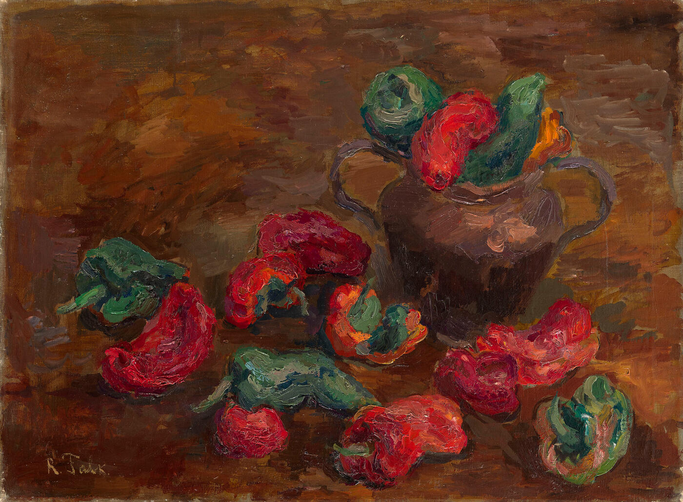 Still Life with Peppers and a Pot