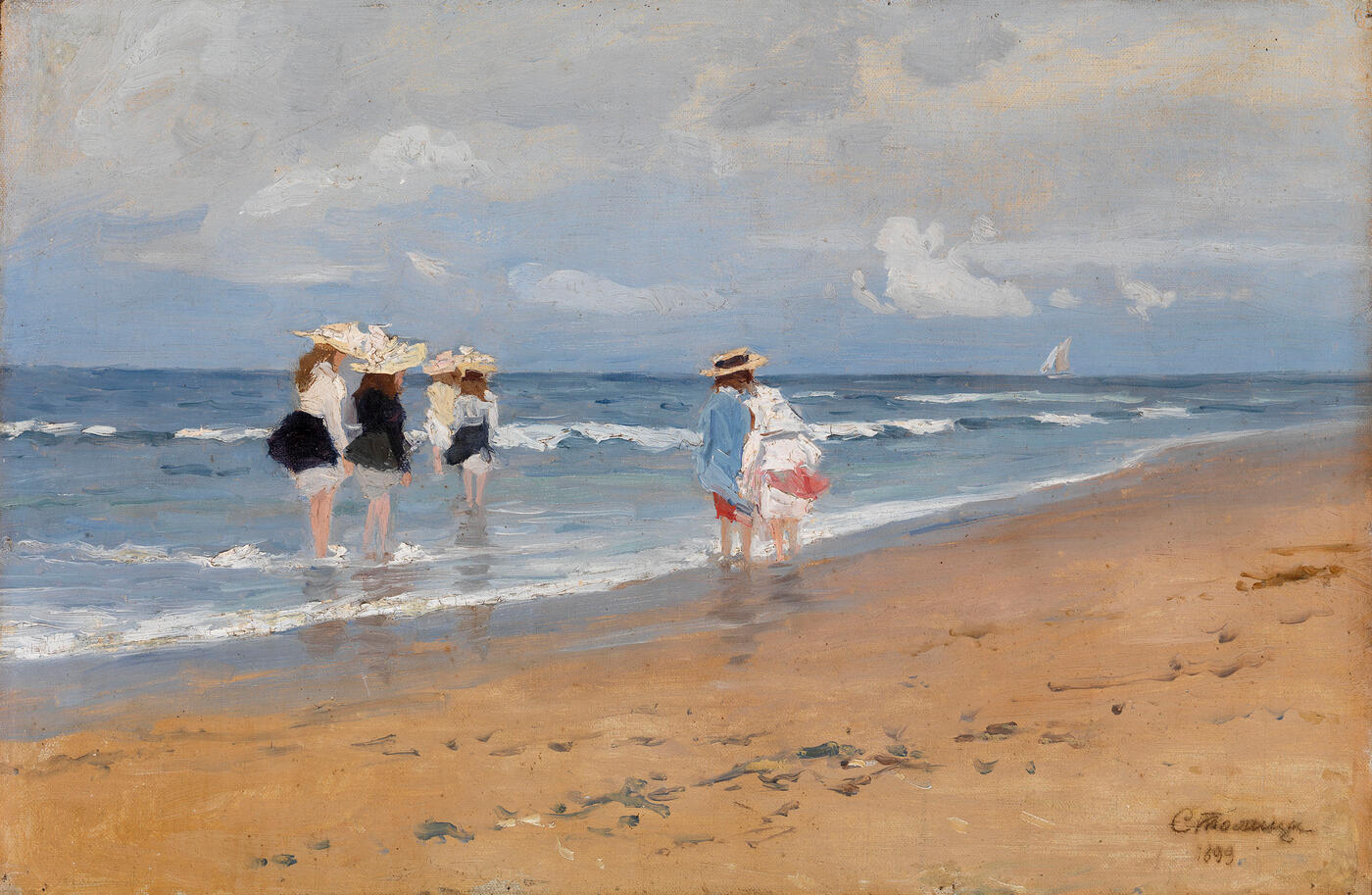 Girls Paddling at the Seaside