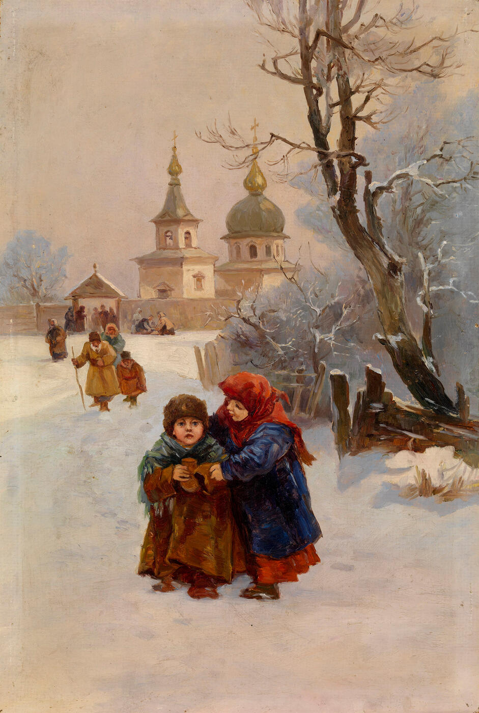 Children Walking from Church.