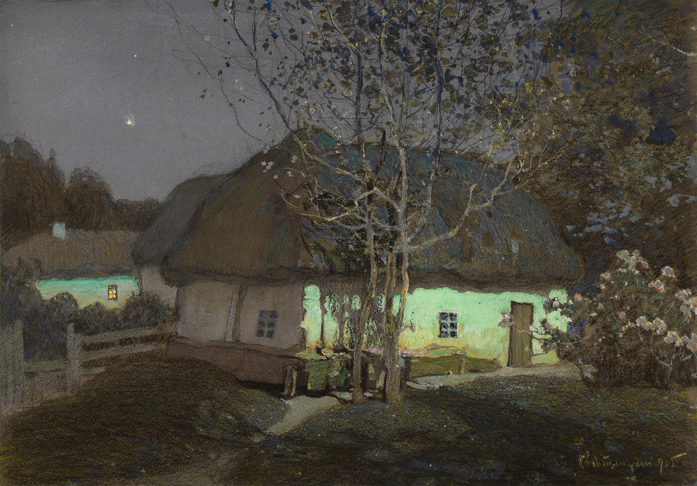 Ukrainian Village in Moonlight