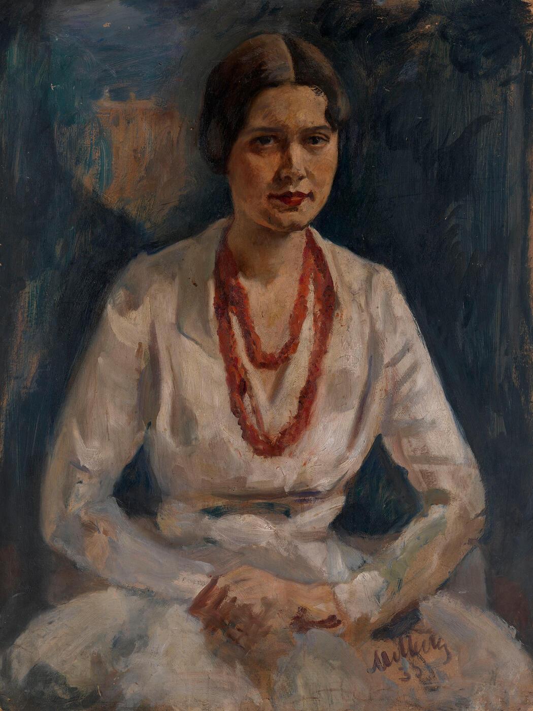 Portrait of a Woman with a Red Necklace