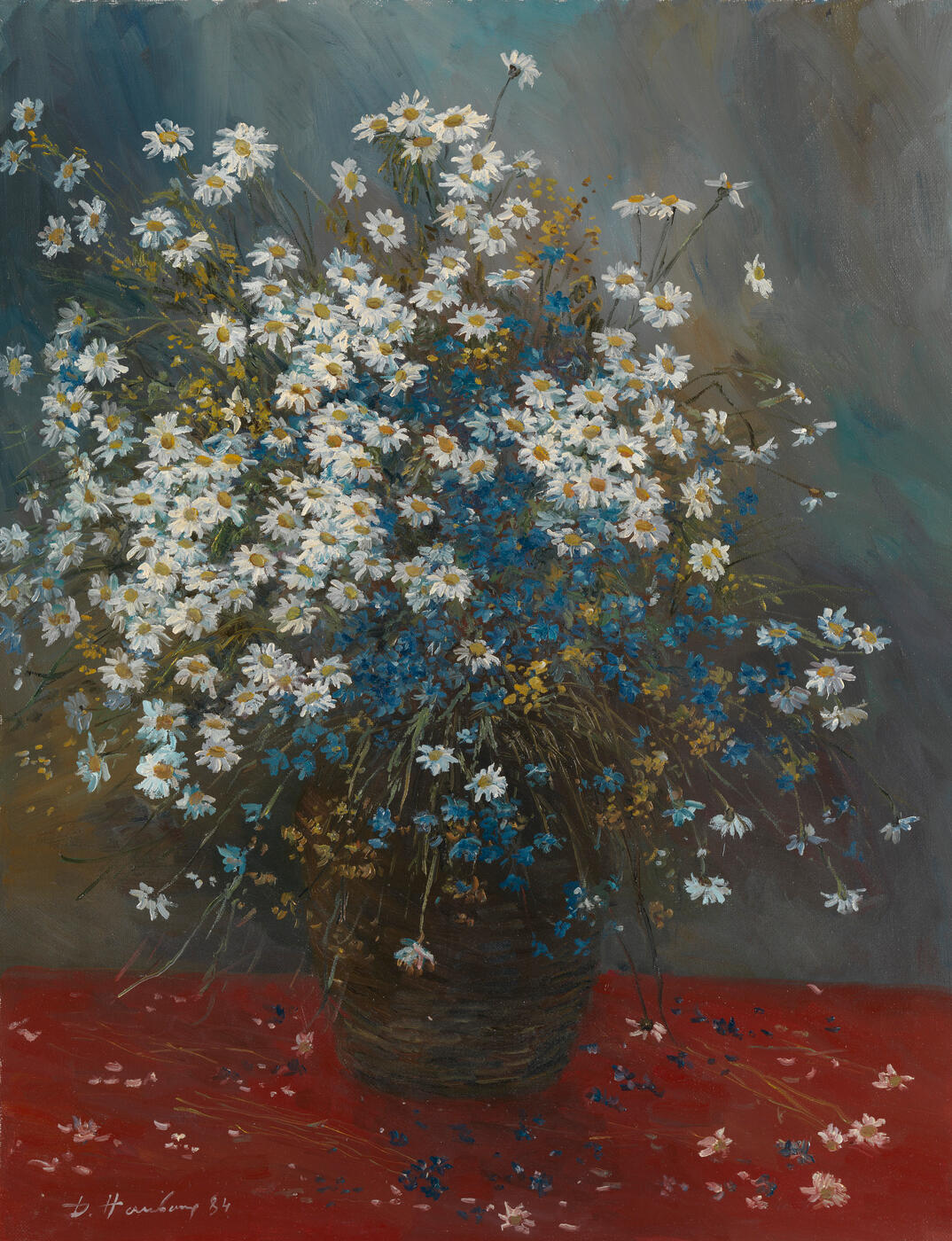 Still Life with Daisies and Cornflowers