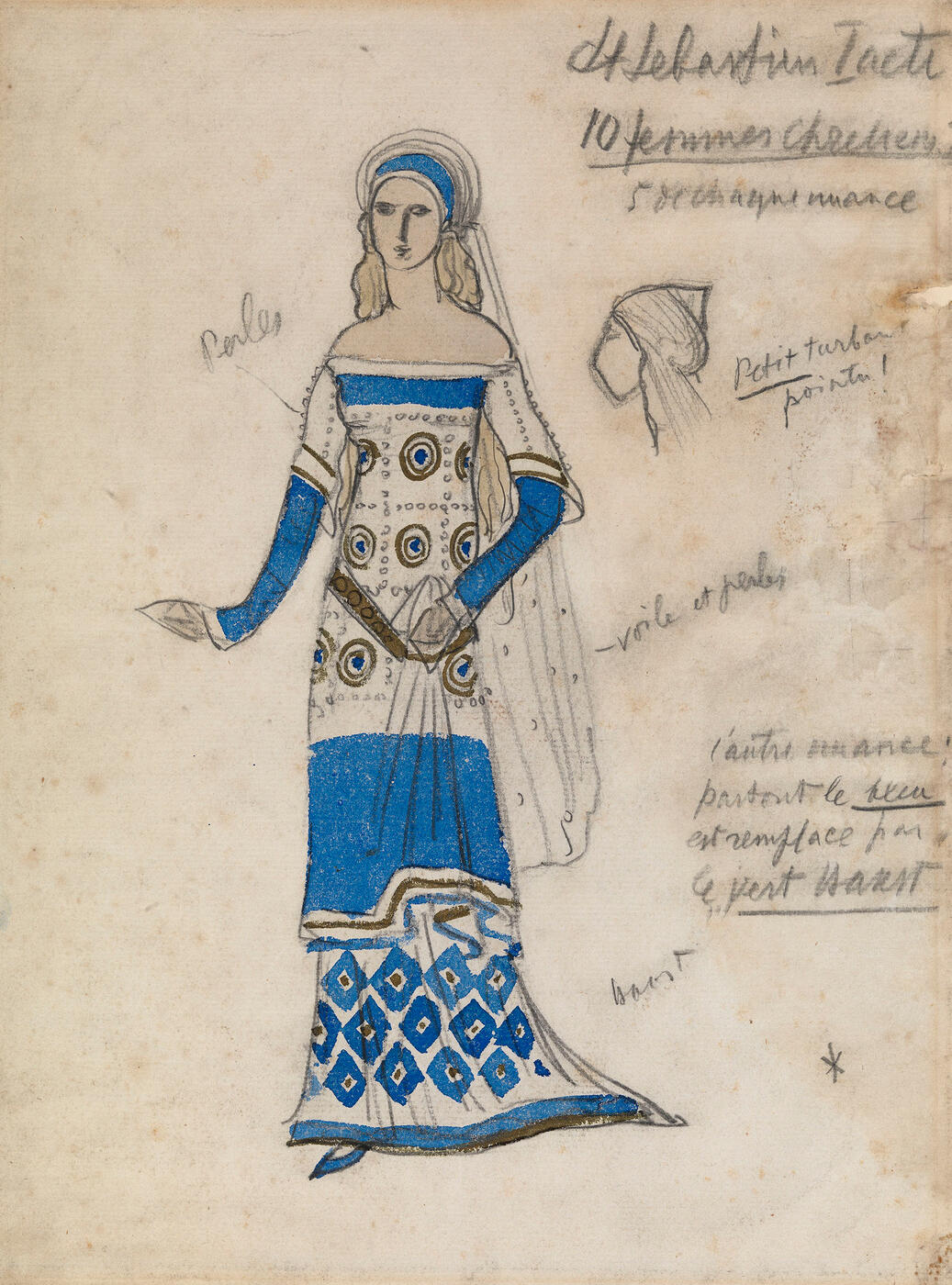 Christian Woman, Costume Design for the First Act of the Musical Play "Le Martyre de saint Sébastien"