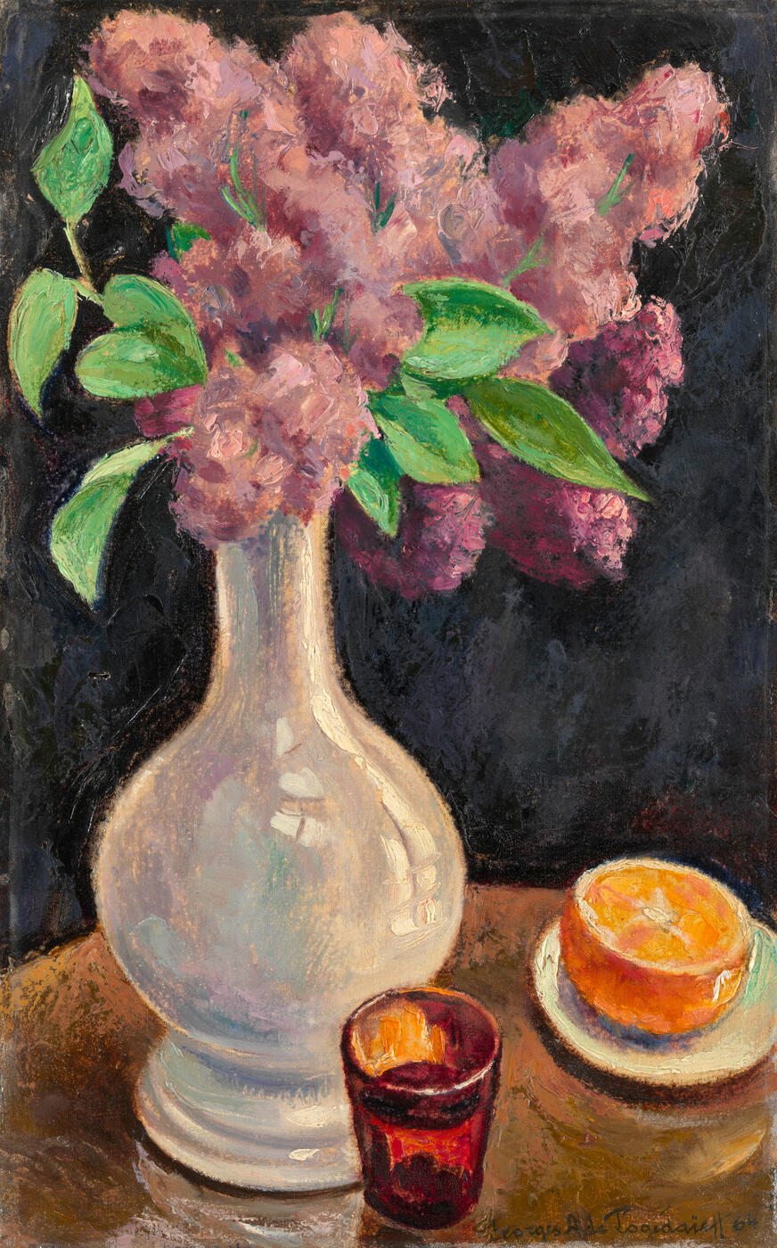 Still Life with Lilacs and an Orange