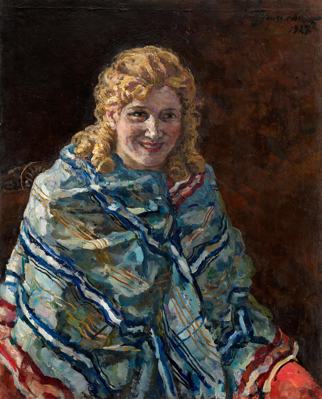 Portrait of Anna Reikhshtadt in a Blue Shawl