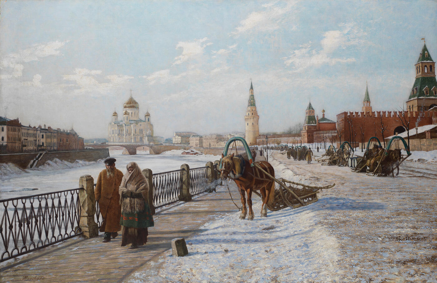 View of the Moscow Kremlin and the Church of Christ the Saviour