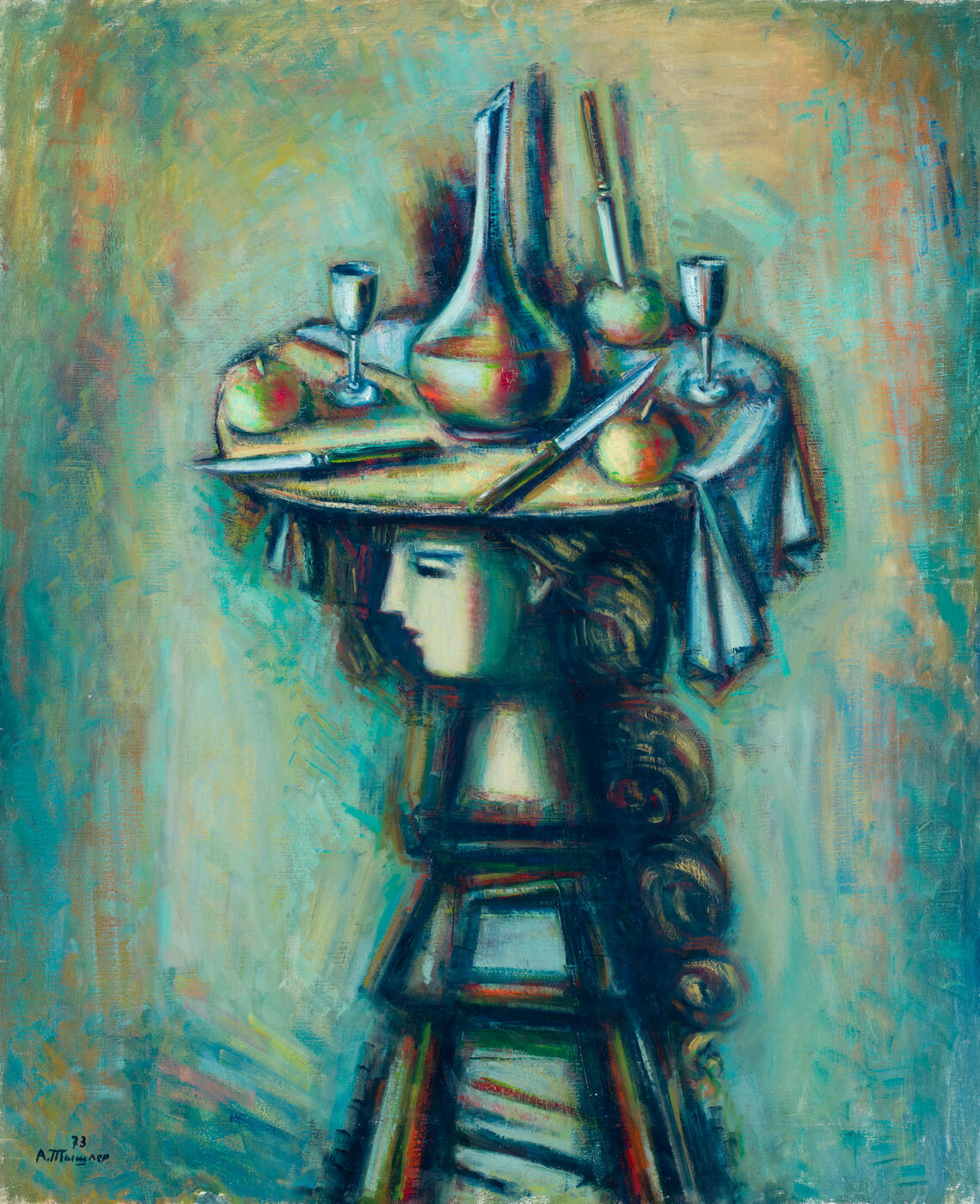 Girl in a Hat with a Still Life