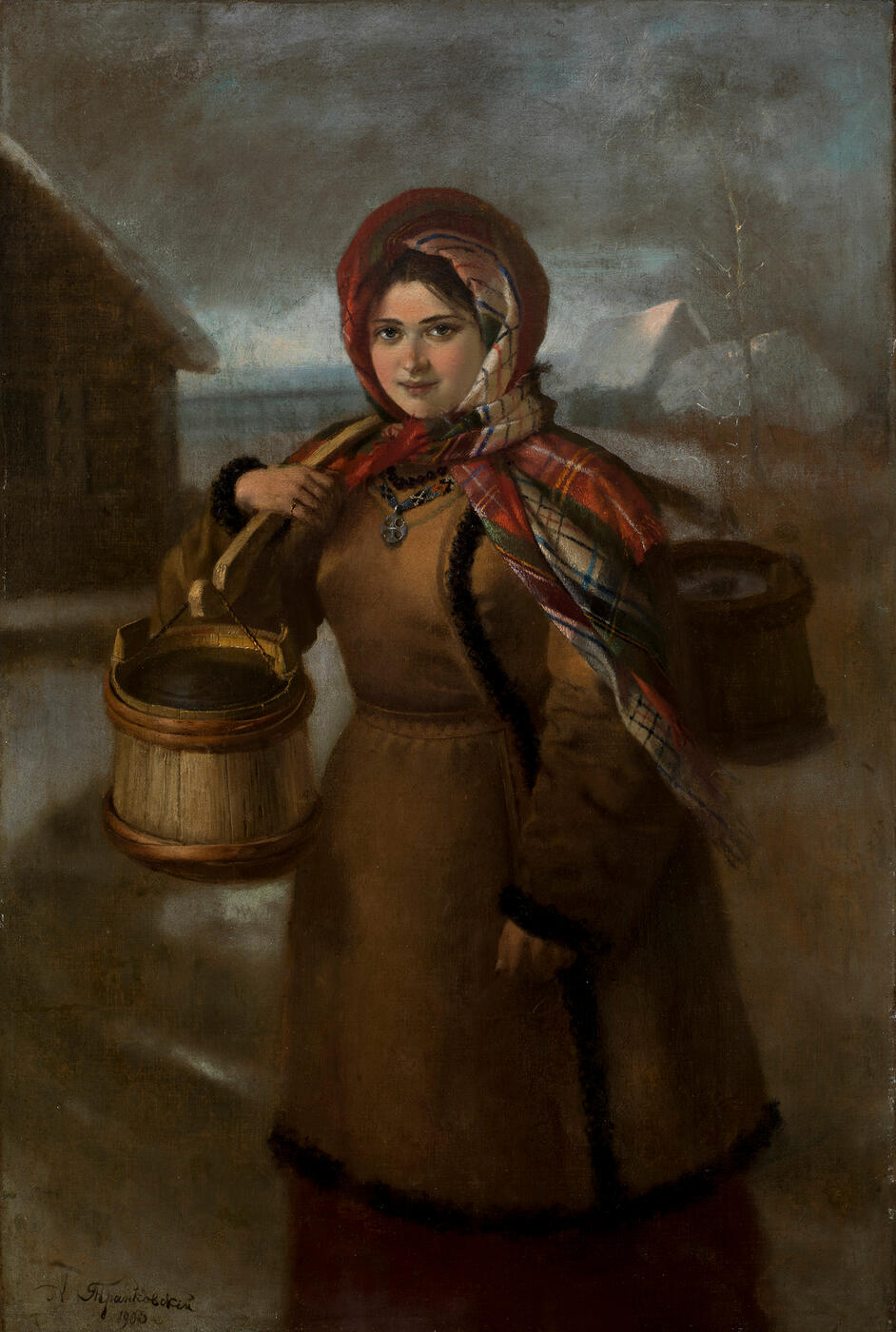Girl Carrying a Shoulder Yoke with Buckets