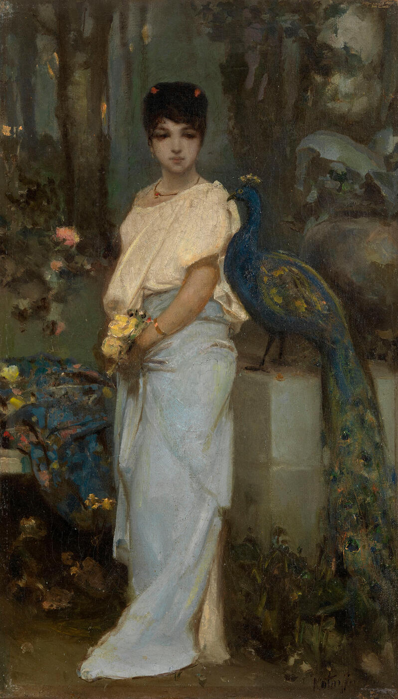 Young Lady with a Peacock