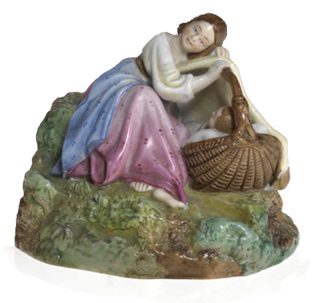 A Porcelain Figurine of a Mother with a Sleeping Child