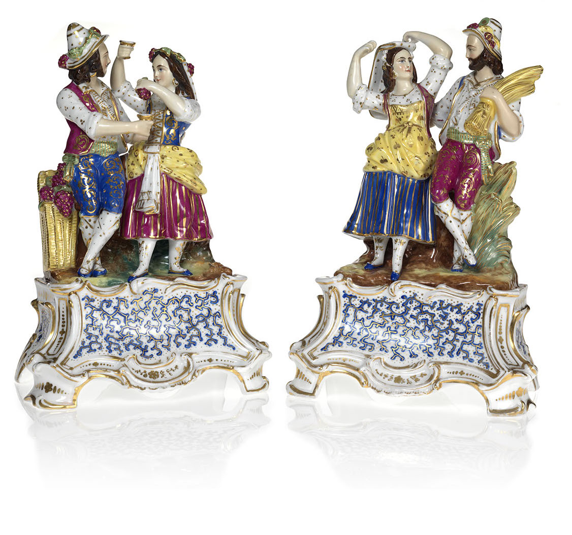 A Pair of Porcelain Figurines of Two Couples