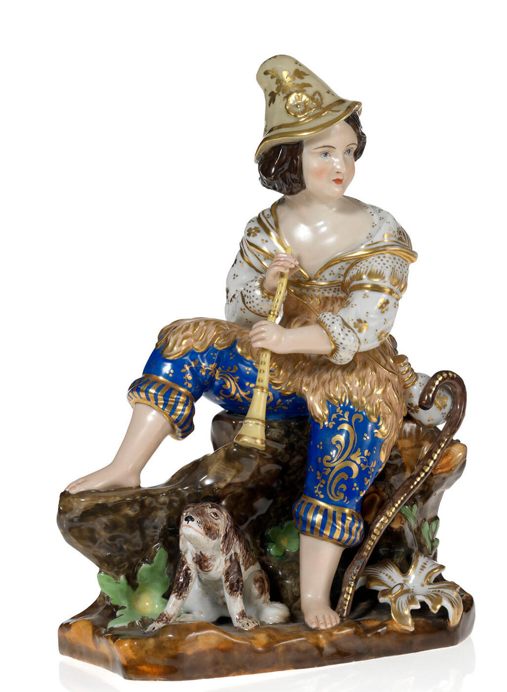 A Porcelain Group of a Shepherd and His Dog